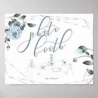 Photo Booth  Dusty Blue Floral Sign