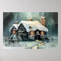 Merry Christmas Y'All Marvelous Winter Night   Poster