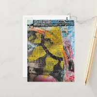 abstract collage yellow sun postcard