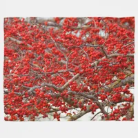 Bright Red Winterberries Holly Tree Berries Fleece Blanket