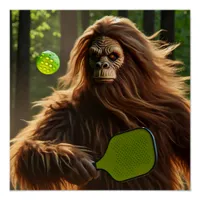 Funny Bigfoot Playing Pickleball  Poster