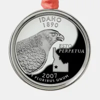 Faux Idaho State Quarter Metal Ornament