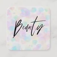 *~* BEAUTY Modern Colorful Pastel Rainbow Abstract Square Business Card