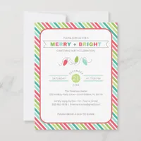 Striped Merry + Bright Christmas Invitation