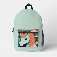 Unicorn under Rainbow & Among Hearts Printed Backpack