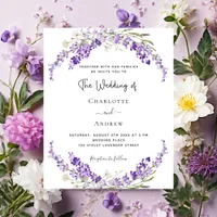 Lavender flowers violet wedding invitation