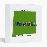 New Mexico Map Outline Photo Text 3 Ring Binder