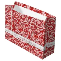 Red Abstract Snowflake Pattern#10 ID1009 Large Gift Bag