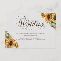 Rustic Watercolor Sunflower Wedding Website Enclosure Card