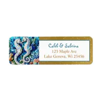 Mosaic Seahorses Romantic Beachy   Label