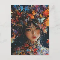 Patchwork Butterfly Woman  Postcard