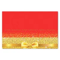 Merry Christmas red gold bow ribbon Tissue Paper