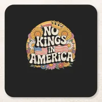 No Kings In America Since 1776 Distressed USA Flag Square Paper Coaster