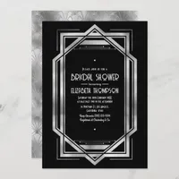 Chic Black & Silver Gatsby Art Deco Bridal Shower Invitation