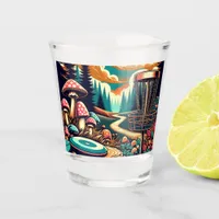 Retro Disc Golf Psychedelic Art Shot Glass