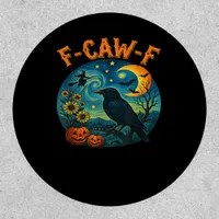 Crow Raven F-Caw-F Funny Halloween Gothic Checkere Patch