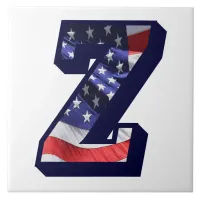 American Flag Letter "Z" Large Photo Ceramic Tile