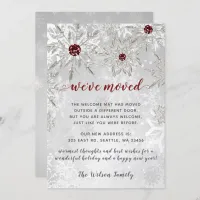 Silver Red Snowflakes We've Moved Holiday Cards