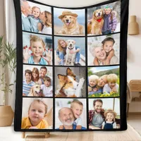 Create Your Family Photo Collage Simple 12 Picture Fleece Blanket