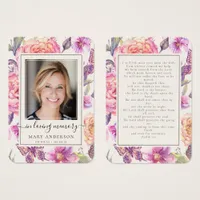 Floral Butterfly Photo Memorial Prayer Card