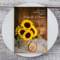 Sunflowers Watering Can Wedding Rehearsal Dinner Invitation