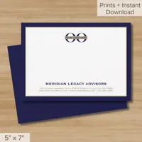 Navy Blue and Gold Business Note Card 5x7