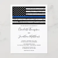 Thin Blue Line Law Enforcement Police Wedding  Invitation Postcard