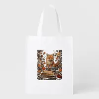 Cottagecore Aesthetic With Book Cute Goblincore Mi Grocery Bag
