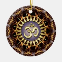 Golden OM Tapestry Weave Ceramic Ornament