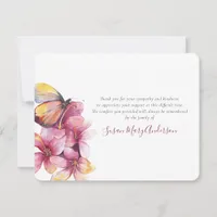 Personalized Floral Butterfly Funeral Thank You Card