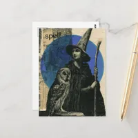Witch and Owl Retro Spell Collage Postcard