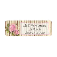 Rustic Wood Pink Rose Shabby Return Address Labels