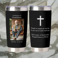 Black Cross and Poem Photo Memorial Insulated Tumbler