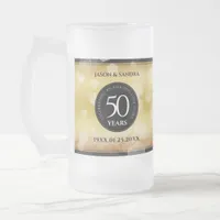 Elegant 50th Golden Wedding Anniversary Frosted Glass Beer Mug