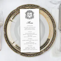 Elegant Script Monogram Crest Wedding Menu