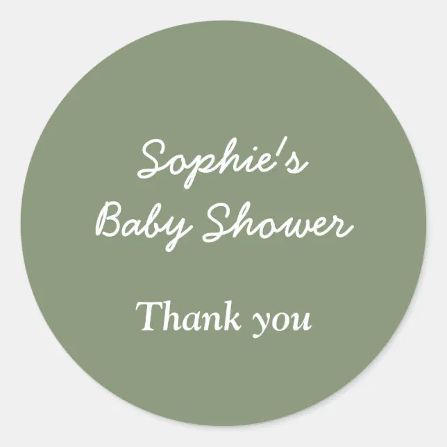 Baby Shower Sage Green Thank You Sticker