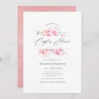 Pink Cherry Blossom Geometric Couples Shower Invitation