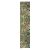 Stylized Peacock Feathers Short Table Runner