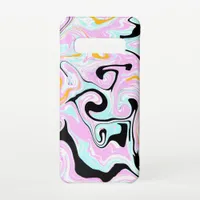 Fluid Art  Cotton Candy Pink, Teal, Black and Gold Samsung Galaxy S10 Case