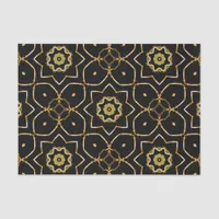 Elegant Filigree Sparkly Shiny Gold & Black Mosaic Tissue Paper