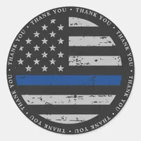 Thin Blue Line Law Enforcement Police Thank You Classic Round Sticker