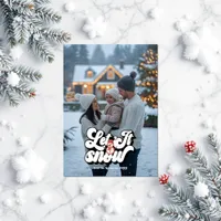 "Let It Snow" Retro Christmas Photo Collage Holiday Card