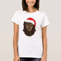 Funny Bigfoot In Santa Hat Sasquatch Humor  T-Shirt