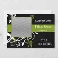 green Graduation photo Invitation