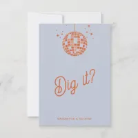 Retro Groovy 70s Cute Blue Orange Disco Wedding RSVP Card