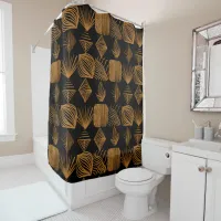 Bold Caribbean Tribal Mudcloth: Black, Gold Shower Curtain