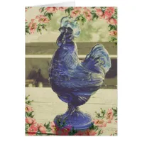 Faded Blue Glass Roo Floral Border