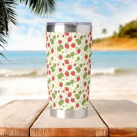 Strawberry Blossoms and Berries Pattern Insulated Tumbler