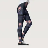 Pink Peony Flowers Leggings