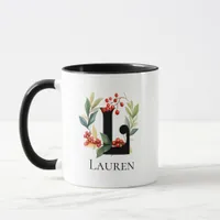 Christmas Berry Wreath Monogram Letter L Mug